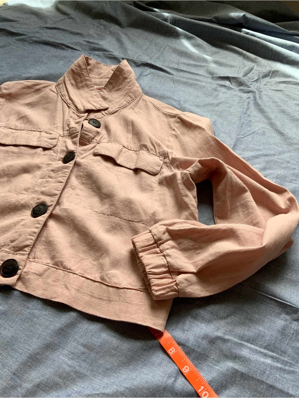 Ci Sono Blush Brown Statement Button Linen Jacket - Picture 8 of 10